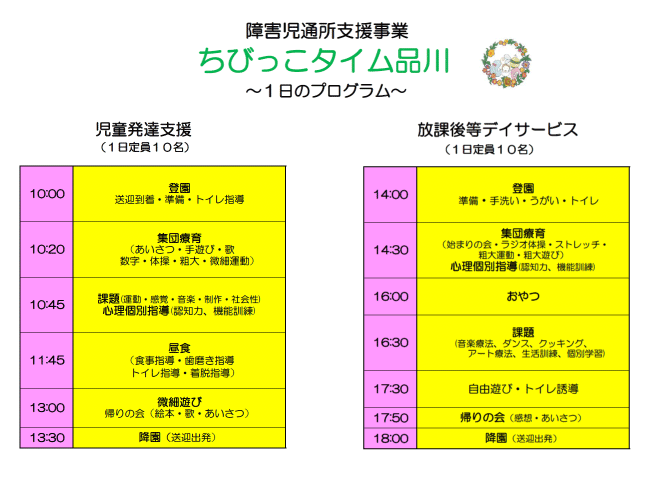 ちびっこたいむ品川のプログラム